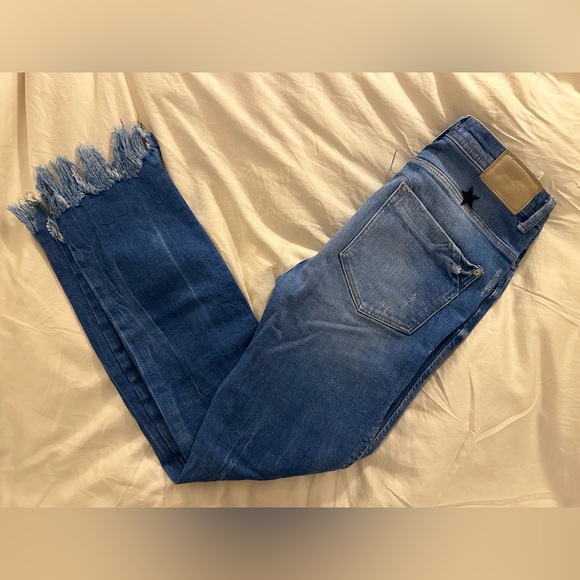 *3 for 20* Zara Distressed Blue Denim Jeans with Frayed Hem, Size 2, - Picture 2 of 7